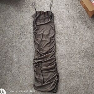 Grey and Nude rusched Dress